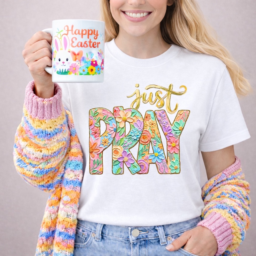 Just Pray T-shirt Carry His Light with You: The Artistic Just Pray Tee XXL-3XL - Picture 6 of 9